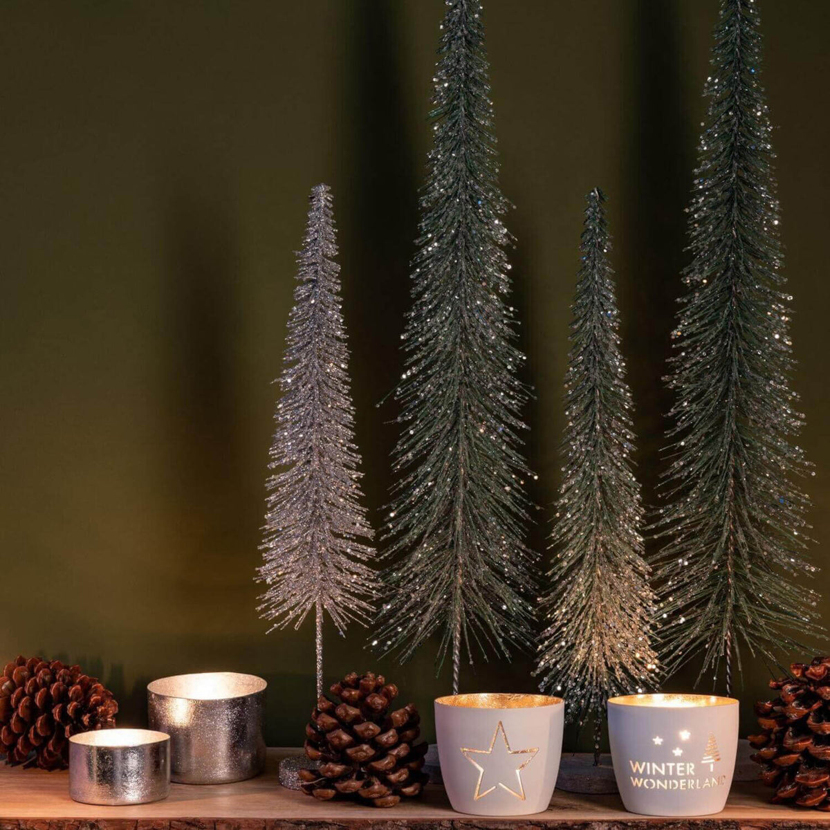 Deko-Weihnachtsbaum mit Glitzer "Seoul" -  10x49x10 cm (Grün)