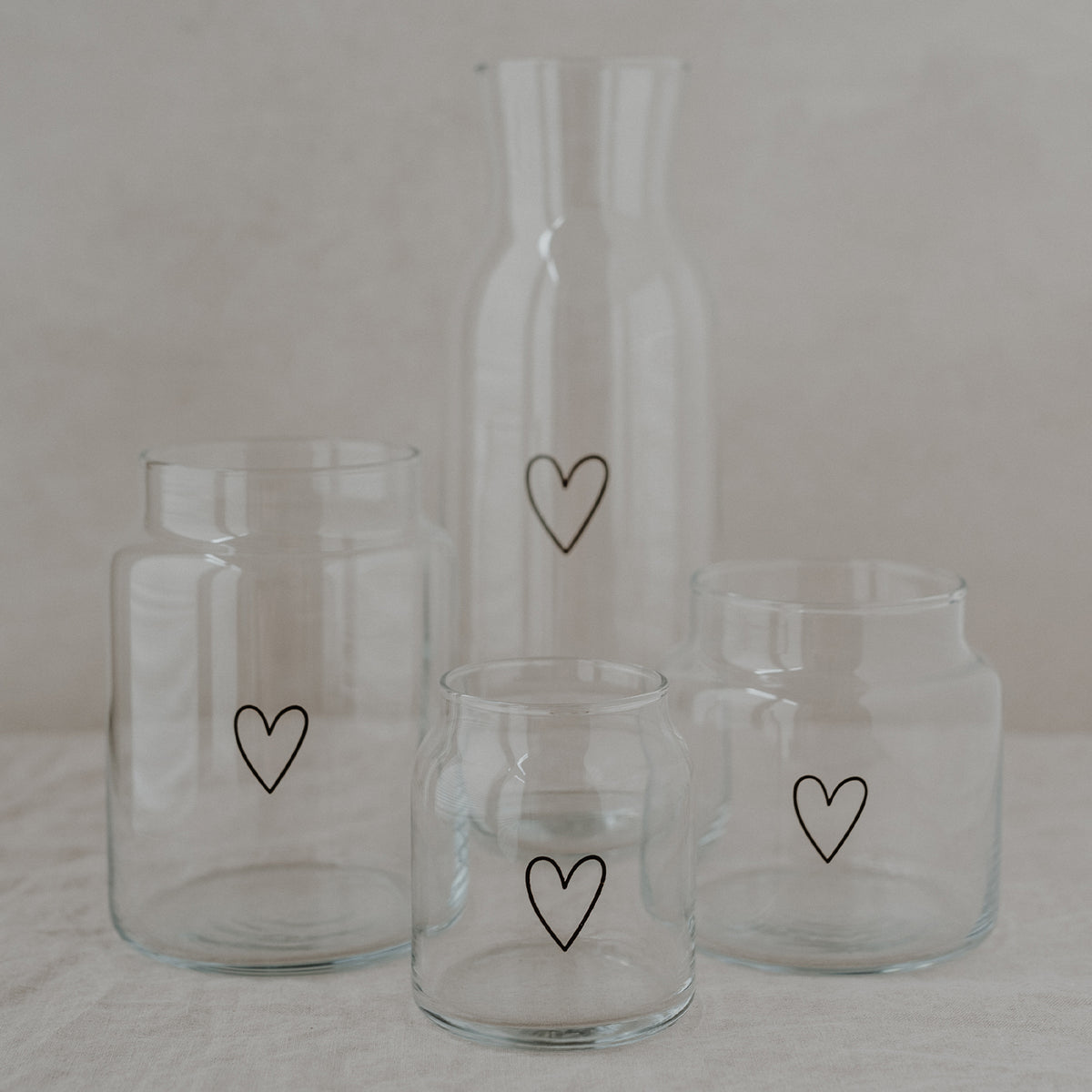 Vase aus Glas "Herz" - Mittel (Transparent)