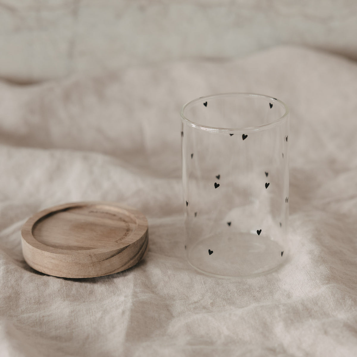 Mini Vorratsglas "Herzen" (Schwarz)