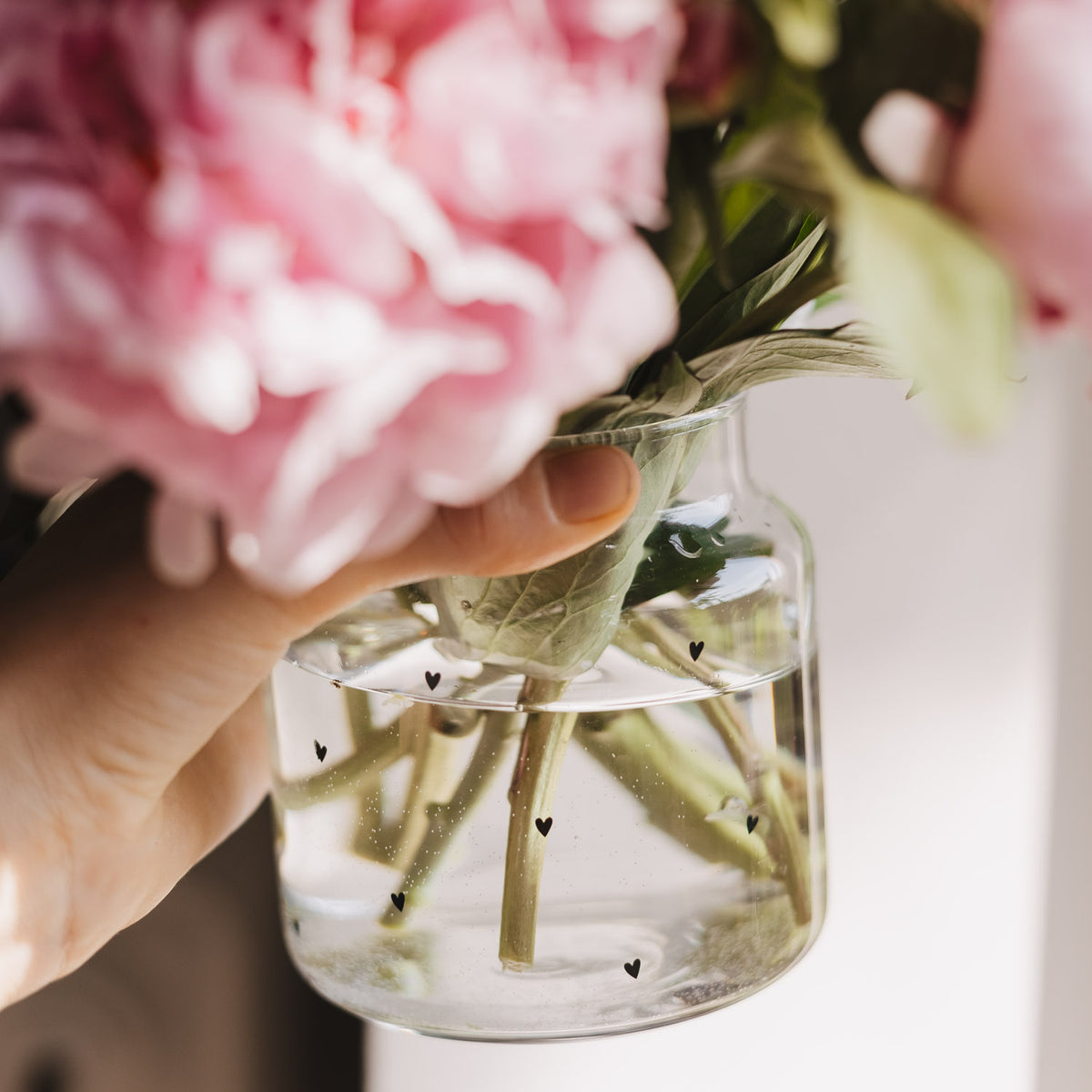 Vase aus Glas "Herzen" - Groß (Weiß)
