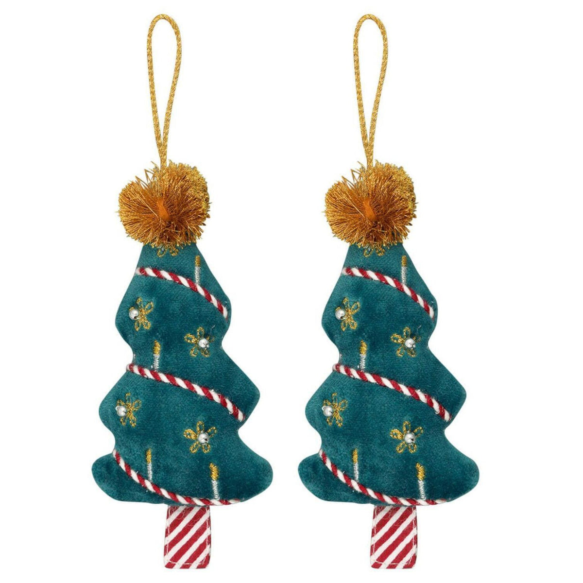 Tree green embroidery set of 2