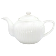 Weiße Teekanne mit geripptem Relief und Deckelknauf, 1,5 l