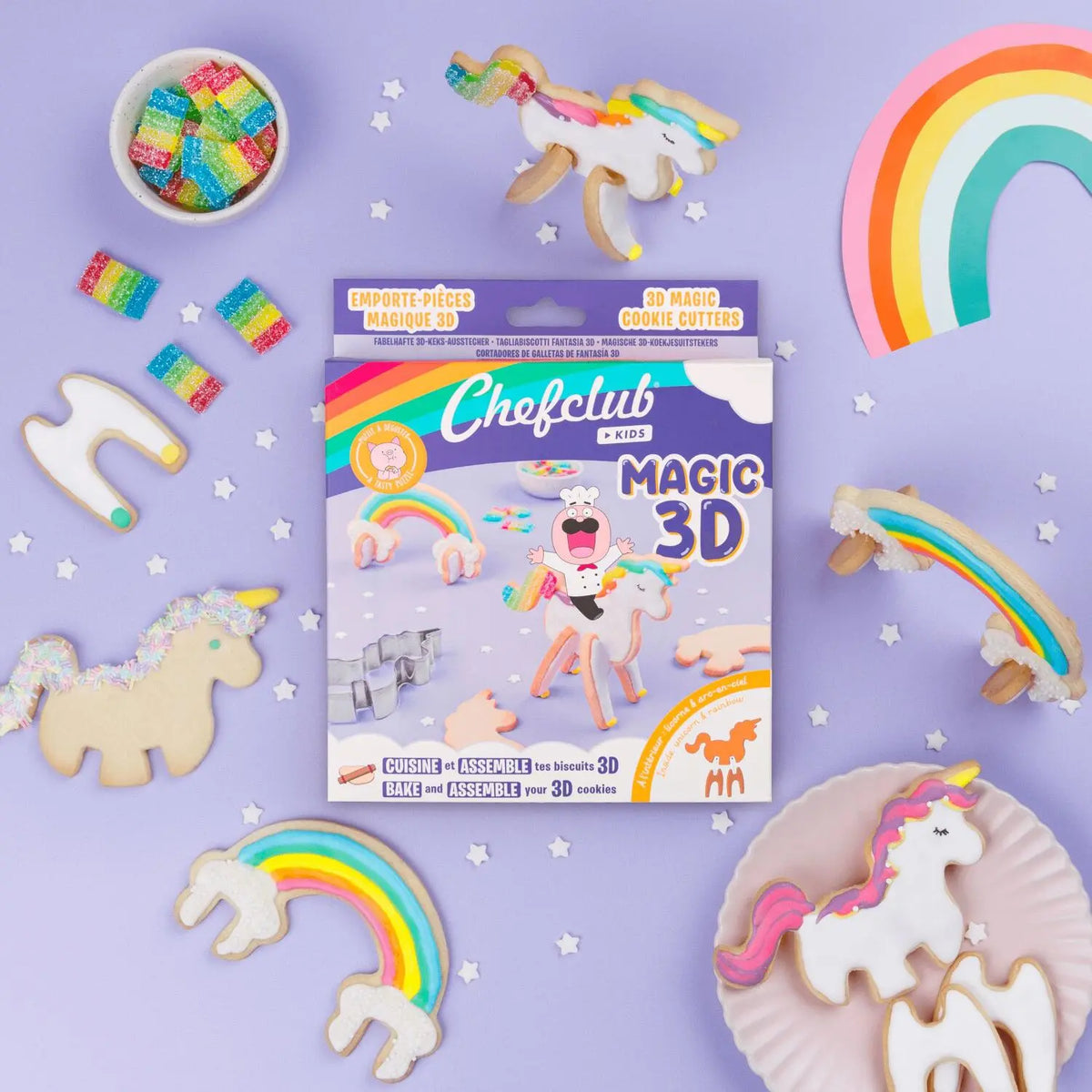 Keksausstecher-Set "Einhorn & Regenbogen Magic 3D"