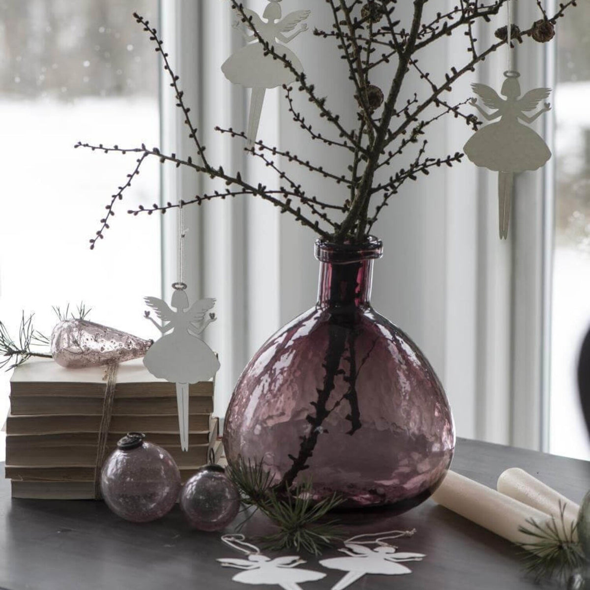 Vase "Glasballon" mundgeblasen - 26cm (Malva/Lila)