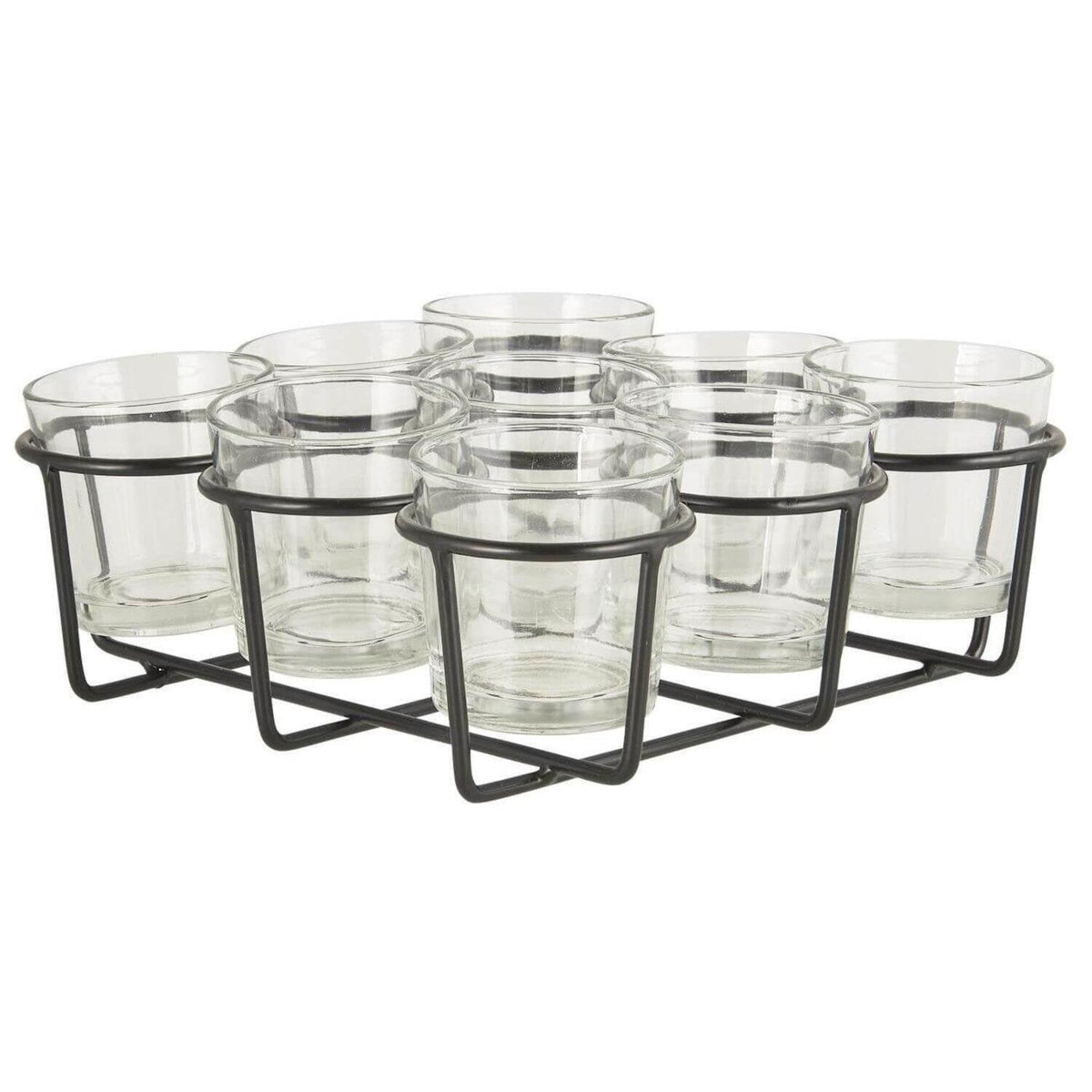 Glas-Teelichthalter mit 9 Gläsern