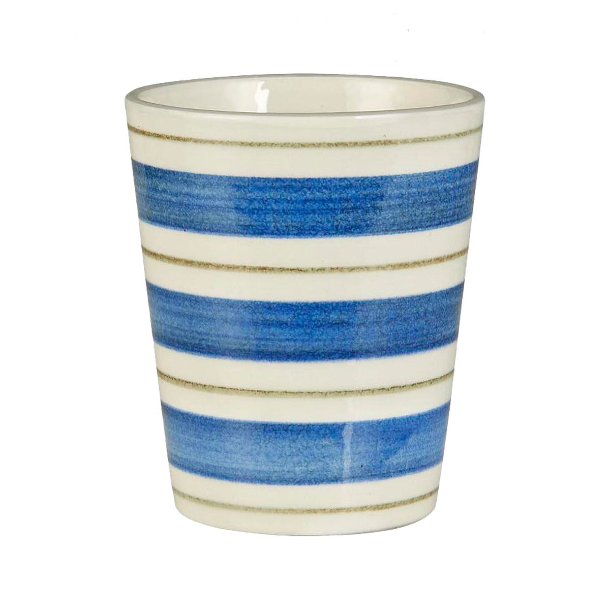 Becher "Nordby - Streifen längs breit" - 160 ml (Natur/Blau/Grün)