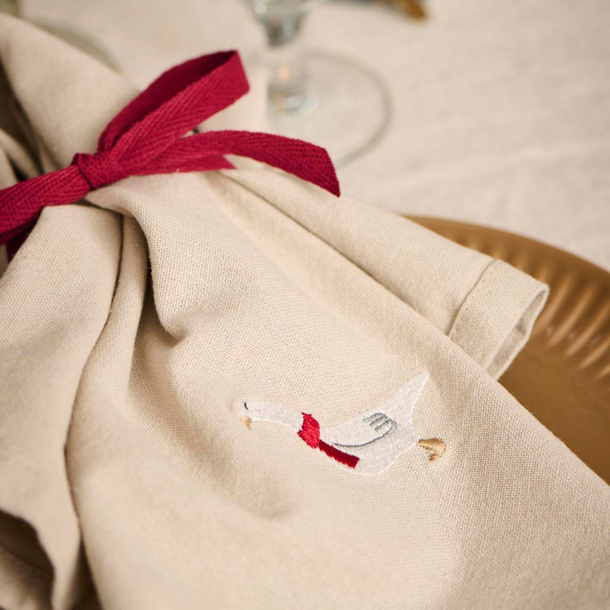 Stoffserviette "Tradition - Gans" (Leinenfarbig)