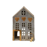 Teelichthalter "Haus mit 5 Fenster" (Silber)