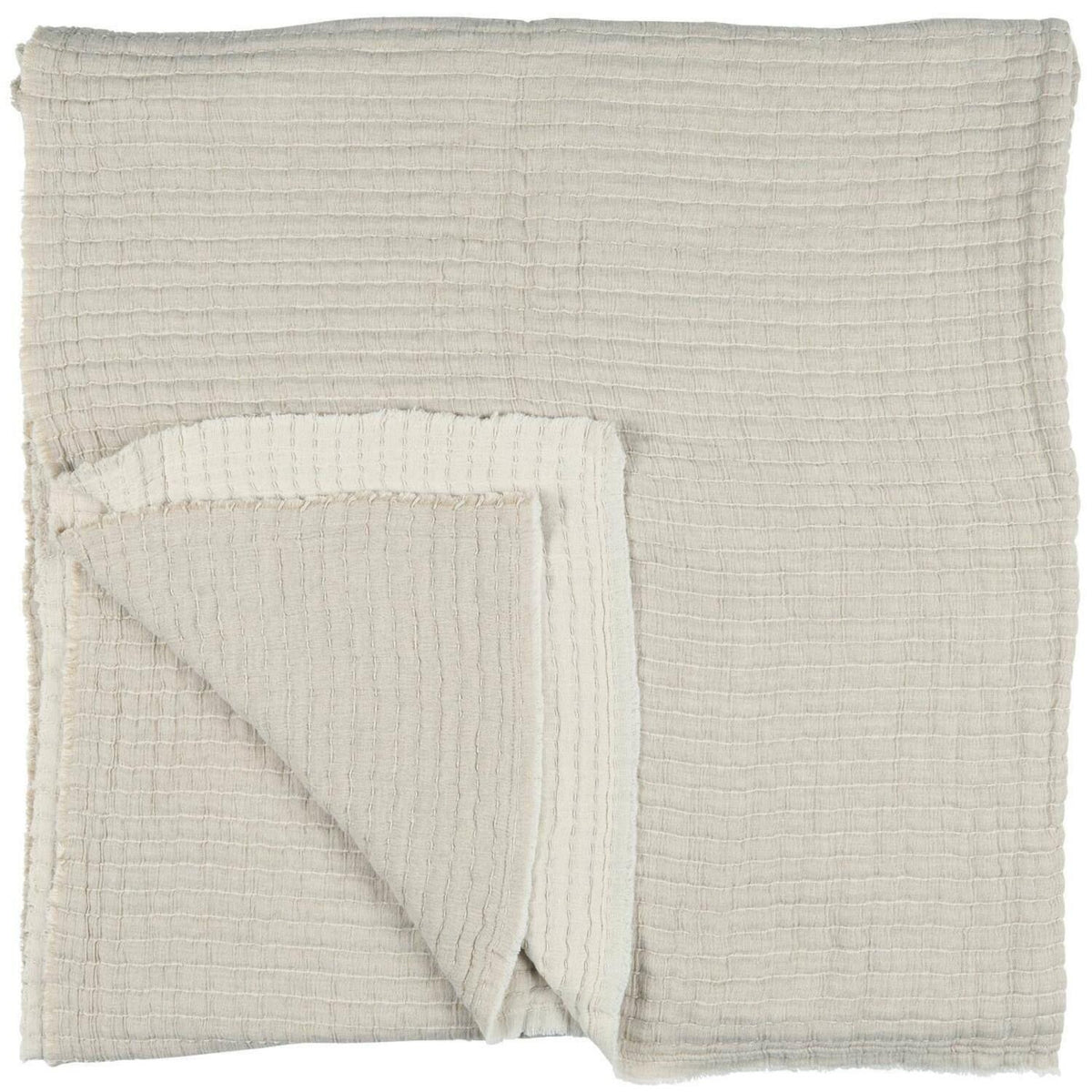 Gerippte Tagesdecke - 220x150 cm (Natur, Creme)