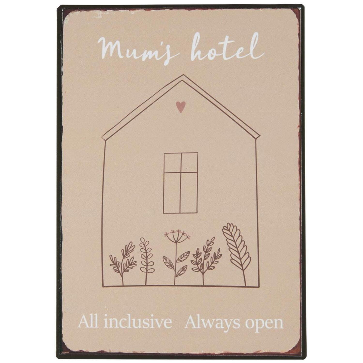 Metallschild "Mum's Hotel" - 14x20 cm (Beige)