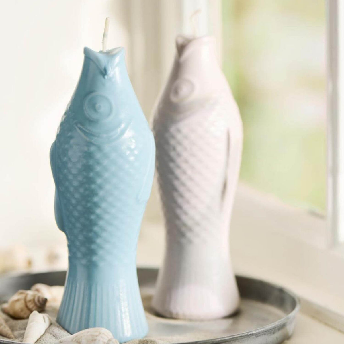 fischförmige Kerze - 5x20 cm (Leinen)