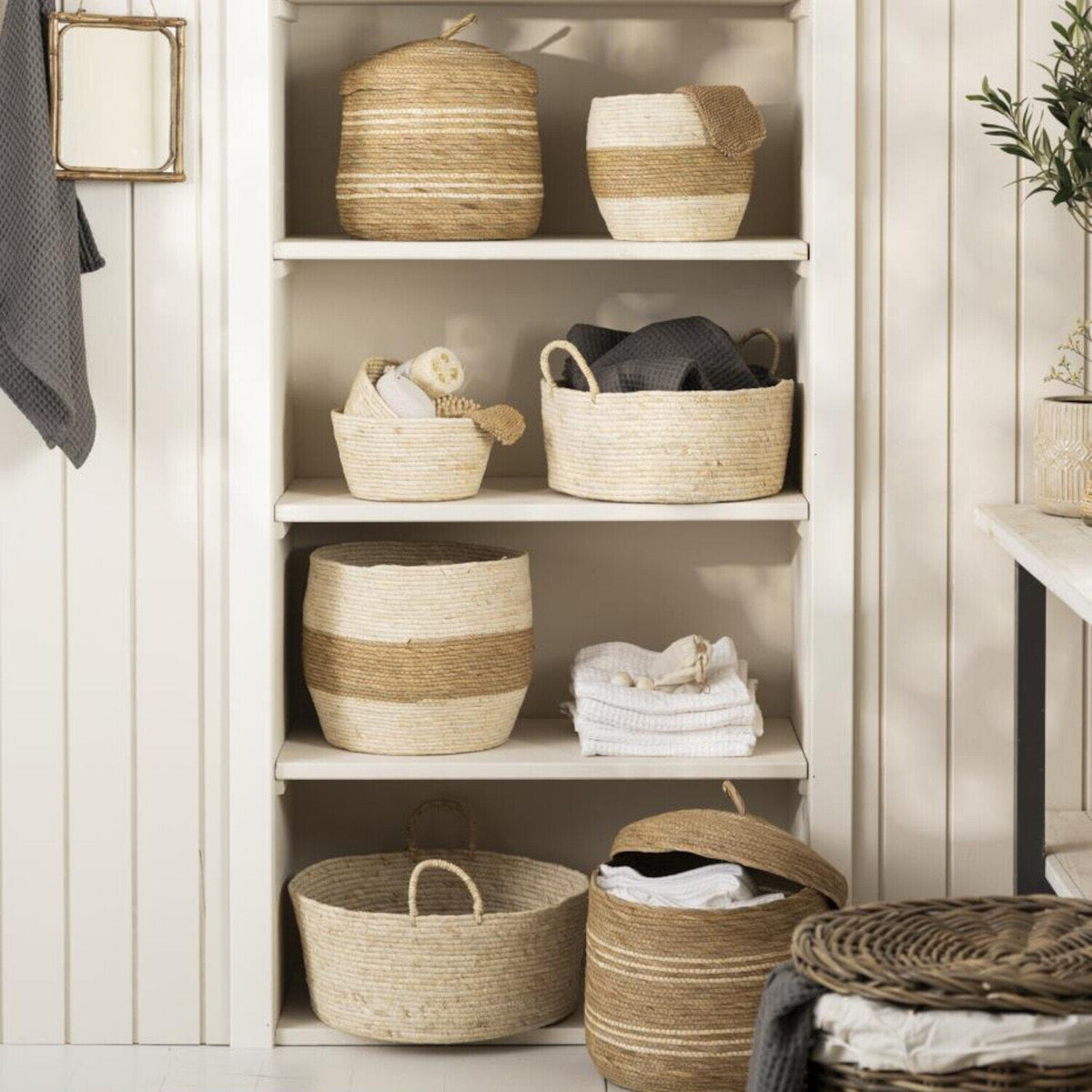 Korb - 34x30 cm (Creme/Natur)