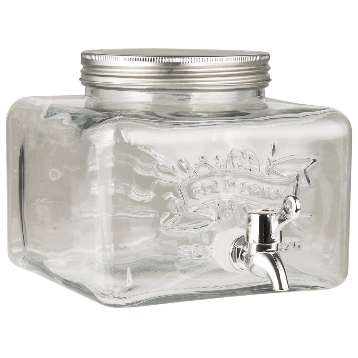 Getränkespender mit Metalldeckel - 3,6 l (Transparent)