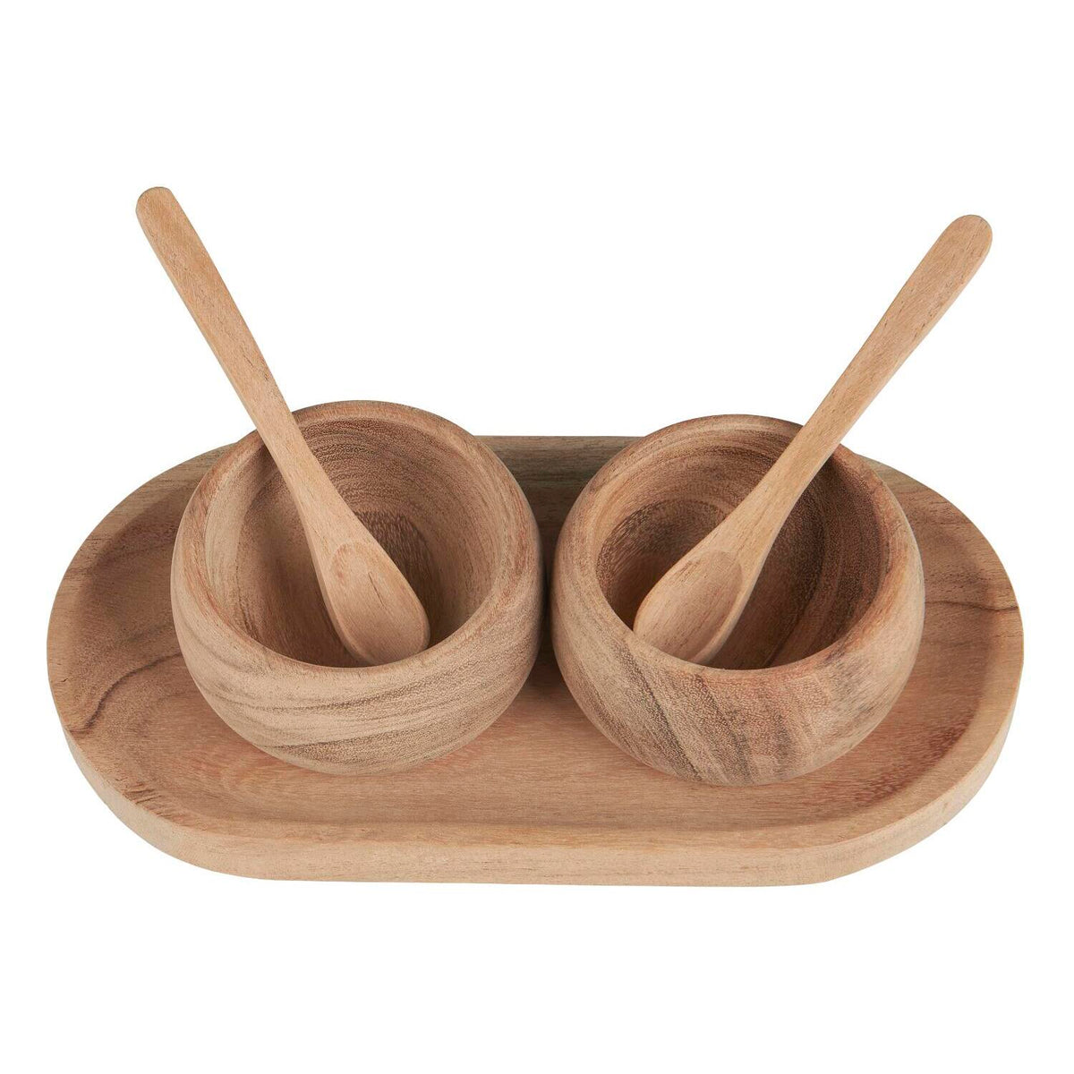 Tablett mit 2 Schalen und 2 Löffeln (Natur)