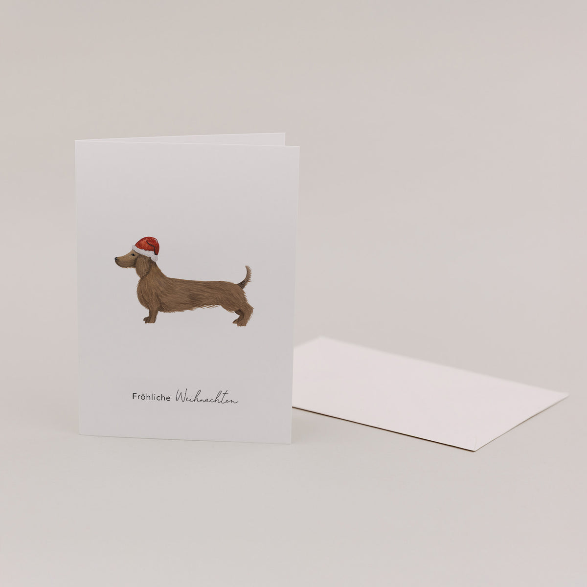 Klappkarte "Weihnachtsdackel" - 10,5x14,8 cm (Weiß)