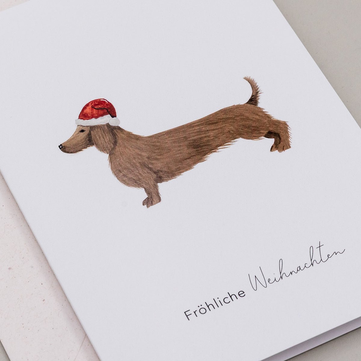 Klappkarte "Weihnachtsdackel" - 10,5x14,8 cm (Weiß)