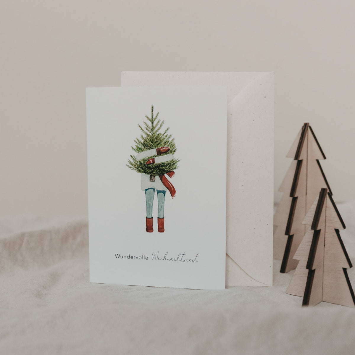 Klappkarte "Weihnachtsmädchen" - 10,5 x 14,8 cm (Weiß)