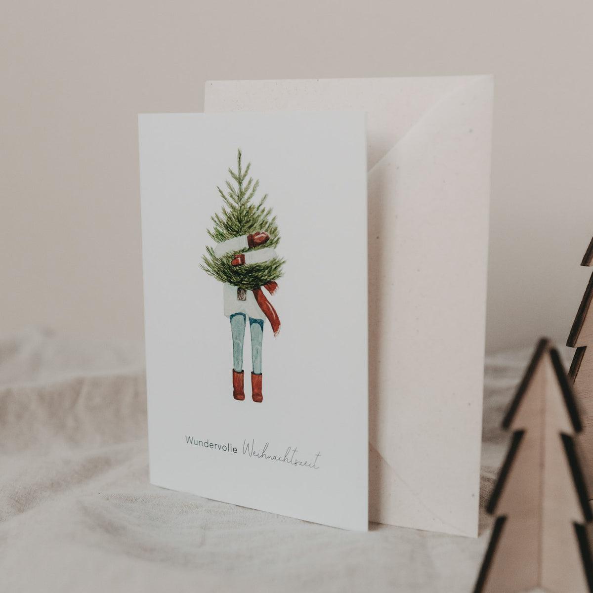 Klappkarte "Weihnachtsmädchen" - 10,5 x 14,8 cm (Weiß)