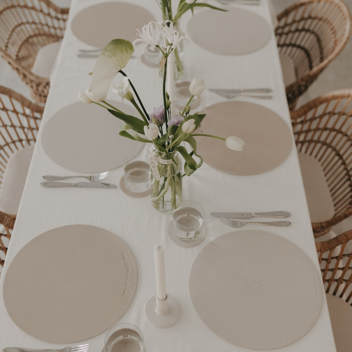 Wendbares Platzset "Herz" - 35 cm (Creme)