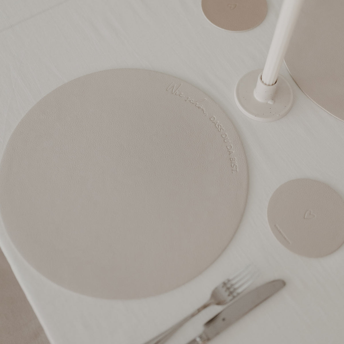 Wendbares Platzset "Wie schön" - 35 cm (Creme)