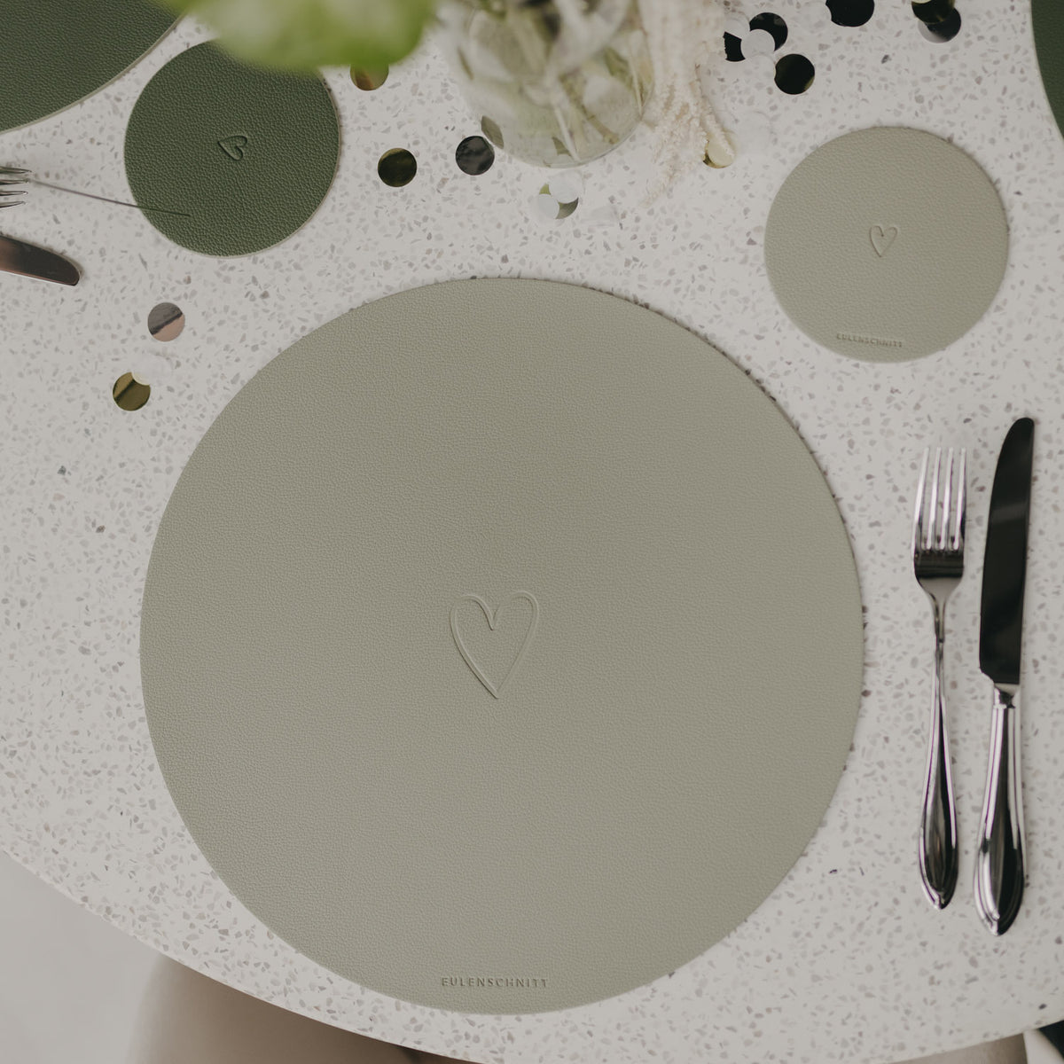 Wendbares Platzset "Herz" - 35 cm (Grün)