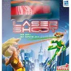 Laserschuss-Spielset in Verpackung mit farbigem Cover und Figurenabbildungen