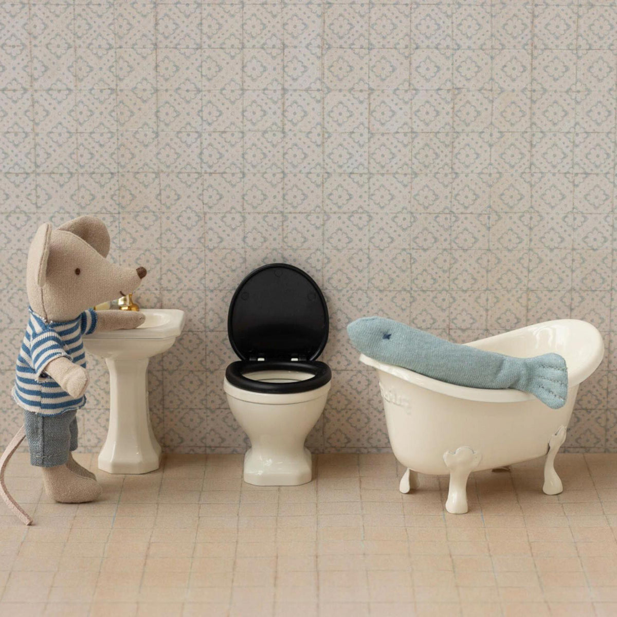 Miniatur WC für Maus - 5x5 cm (Creme)