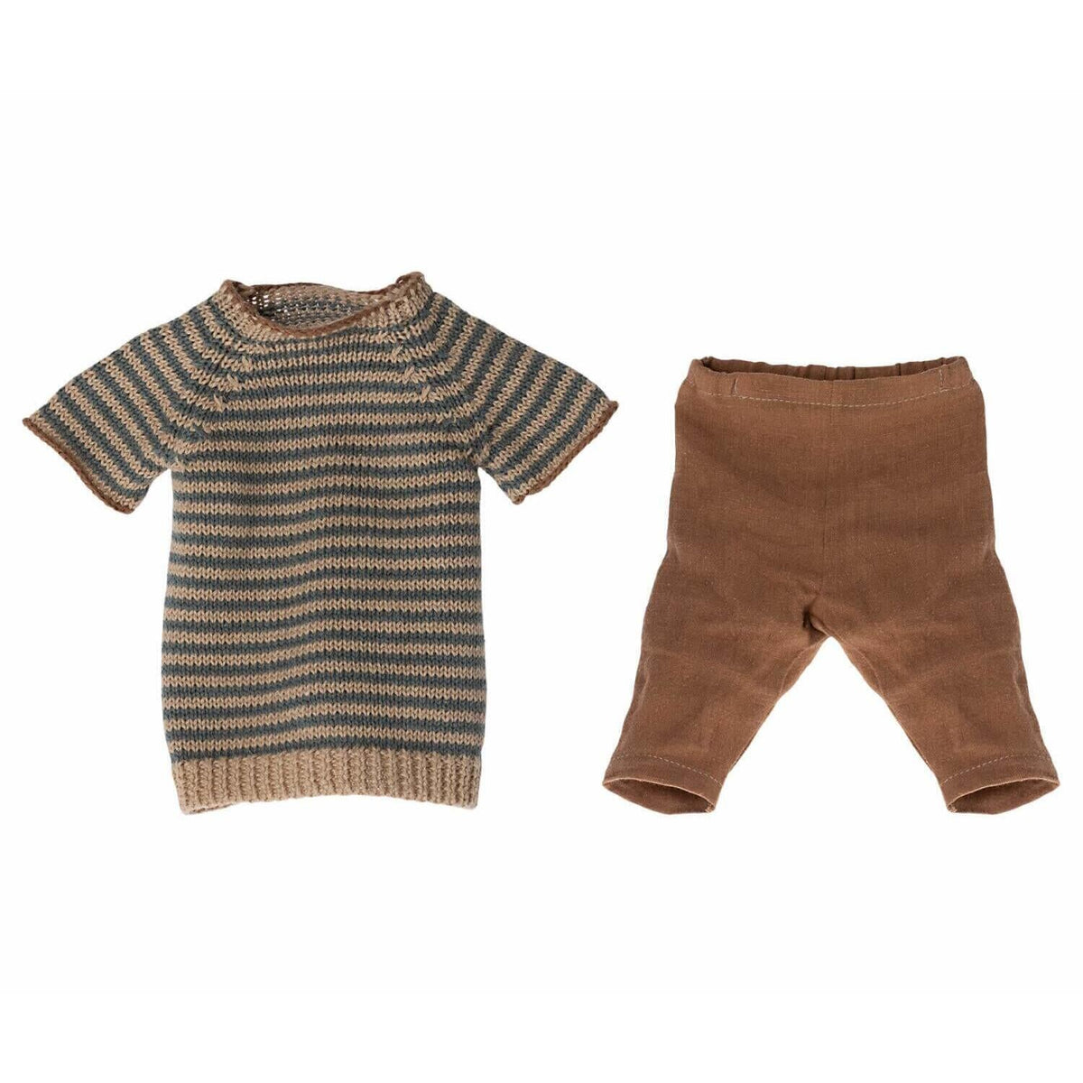 Hose und Strickpullover - Größe 4 (Braun/Gestreift)