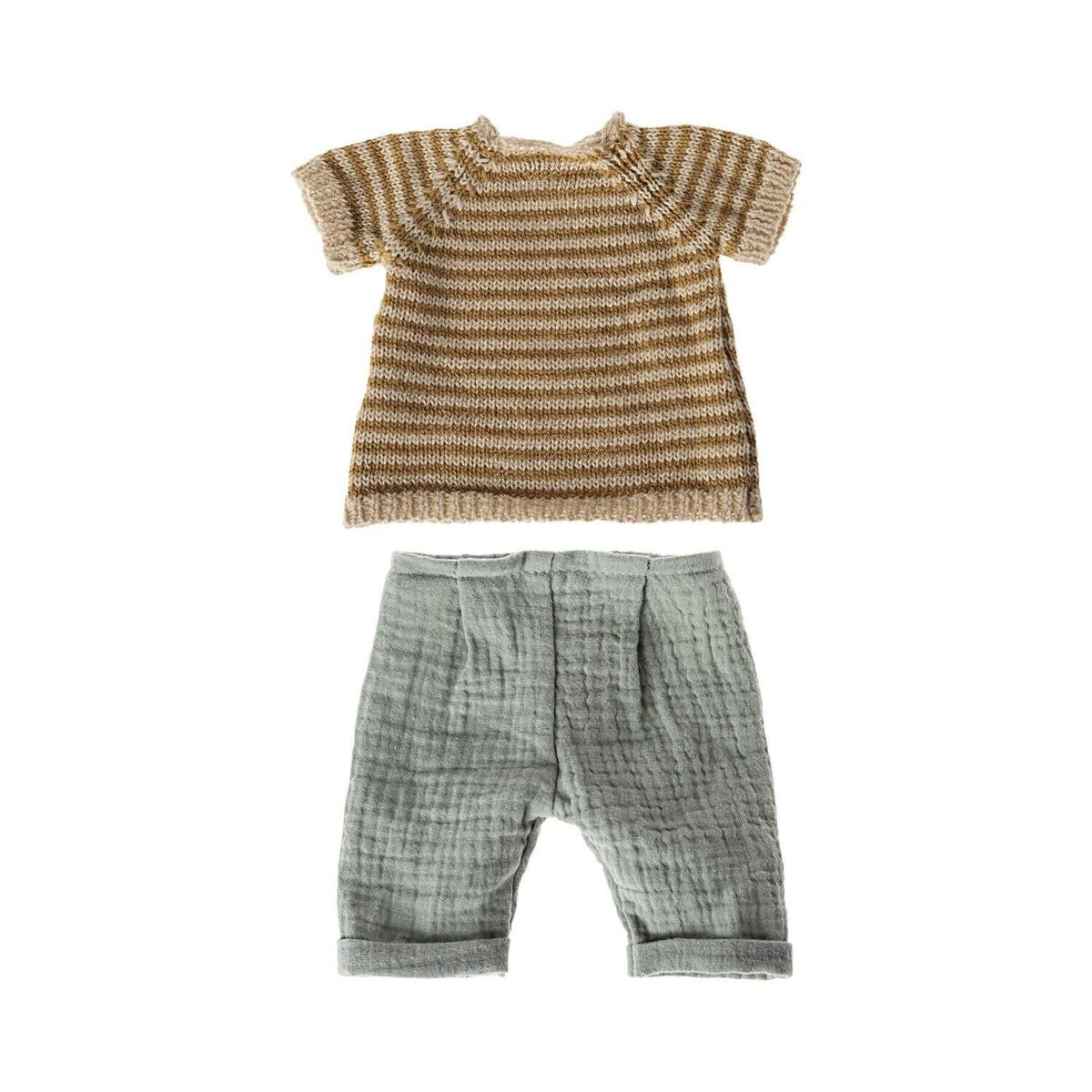 Hase mit Hose und Strickpullover - Größe 3 (Beige/Blau)