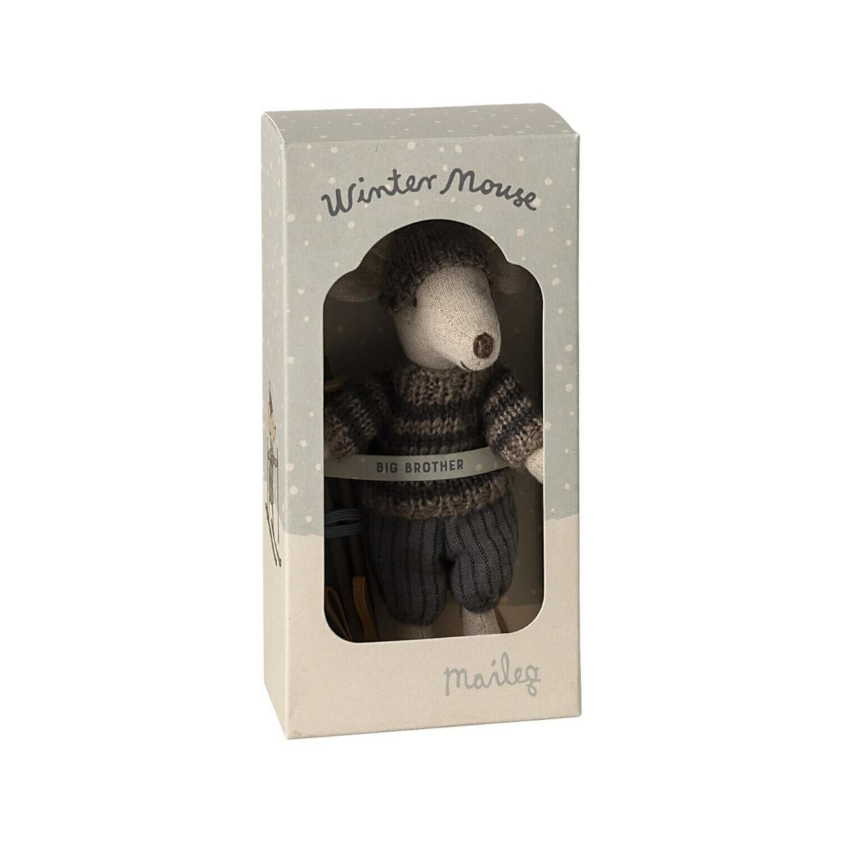 Wintermaus mit Skiset - Großer Bruder (Grau)