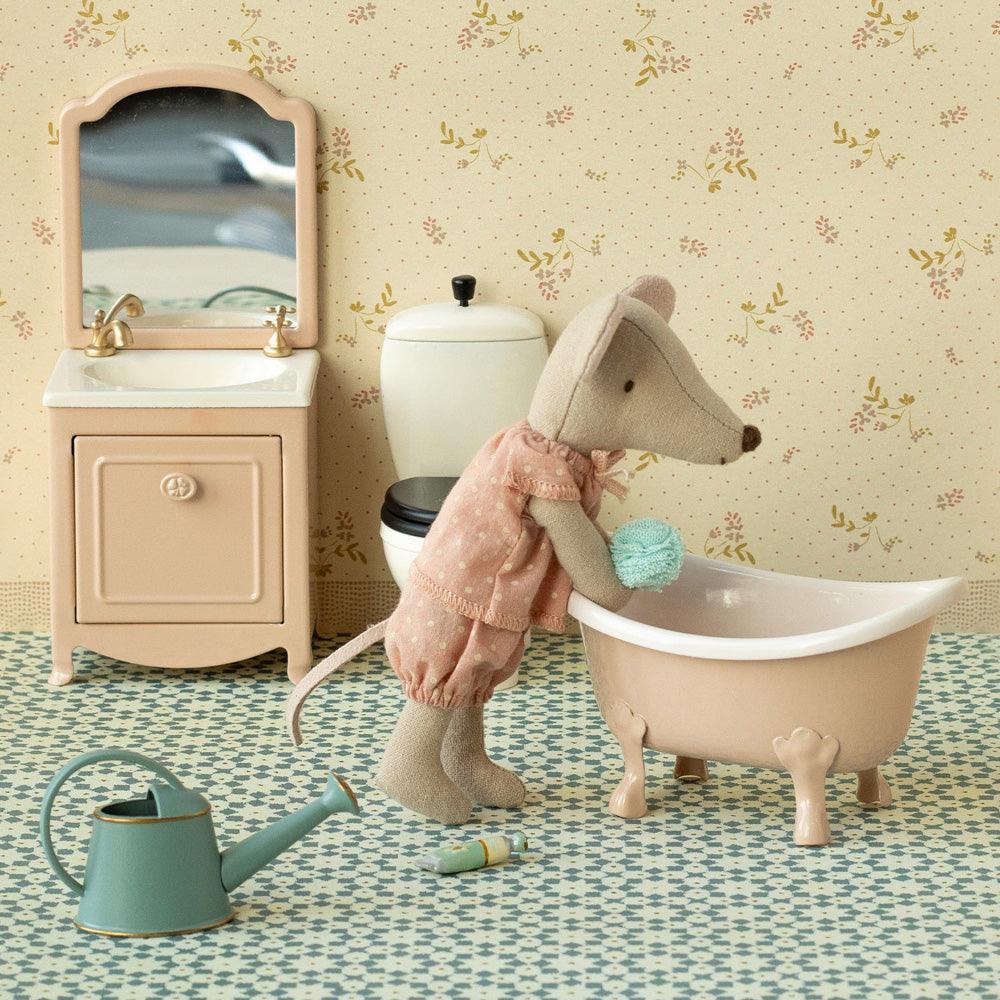 Miniatur Badewanne für Maus - 6x10,5x6 cm (Rosa)