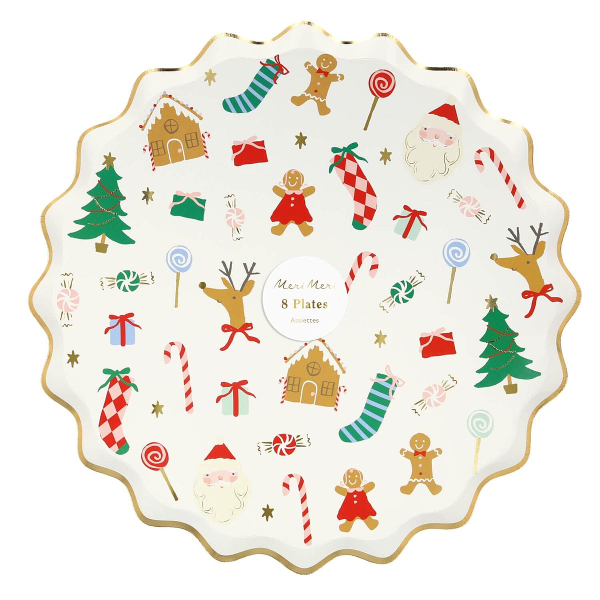 Pappteller "Jolly Christmas" im 8er-Set - 26,7 cm (Bunt)