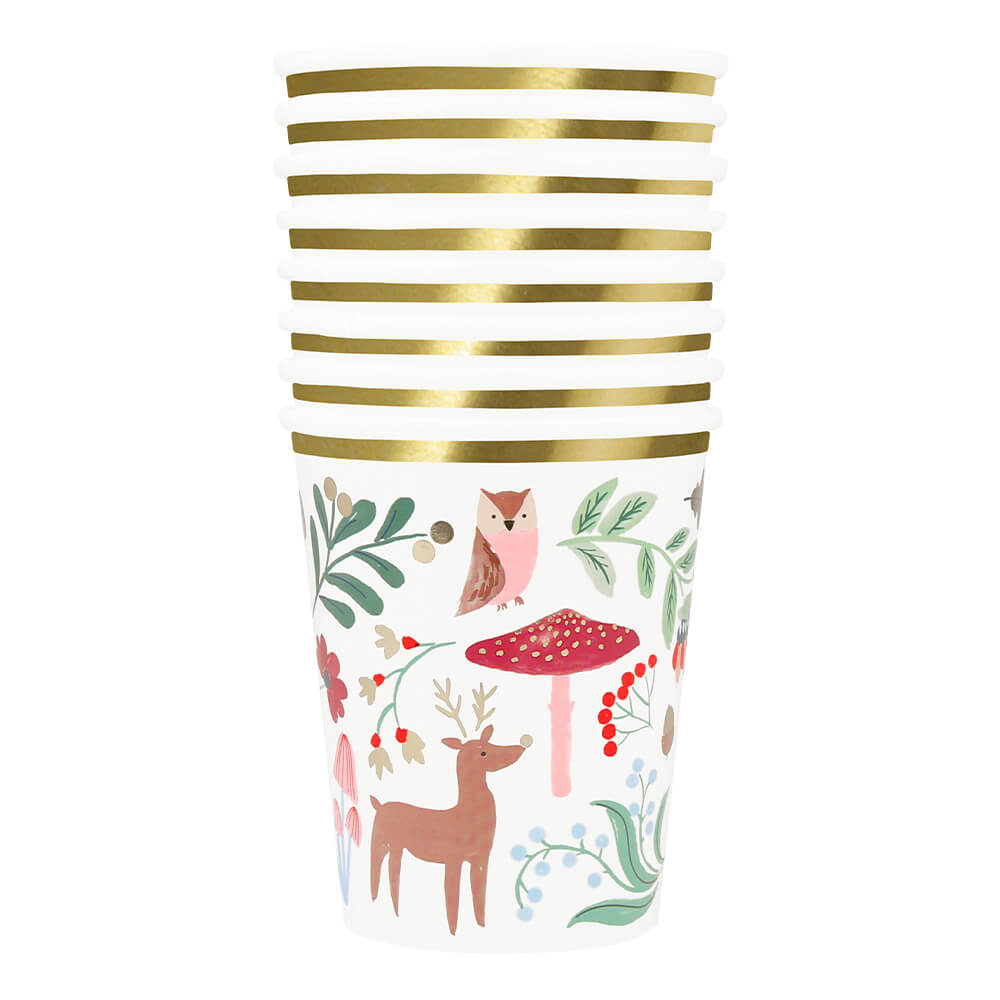 Pappbecher "Winter Woodland" im 8er-Set - 256 ml (Bunt)