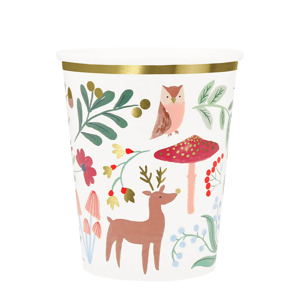 Pappbecher "Winter Woodland" im 8er-Set - 256 ml (Bunt)