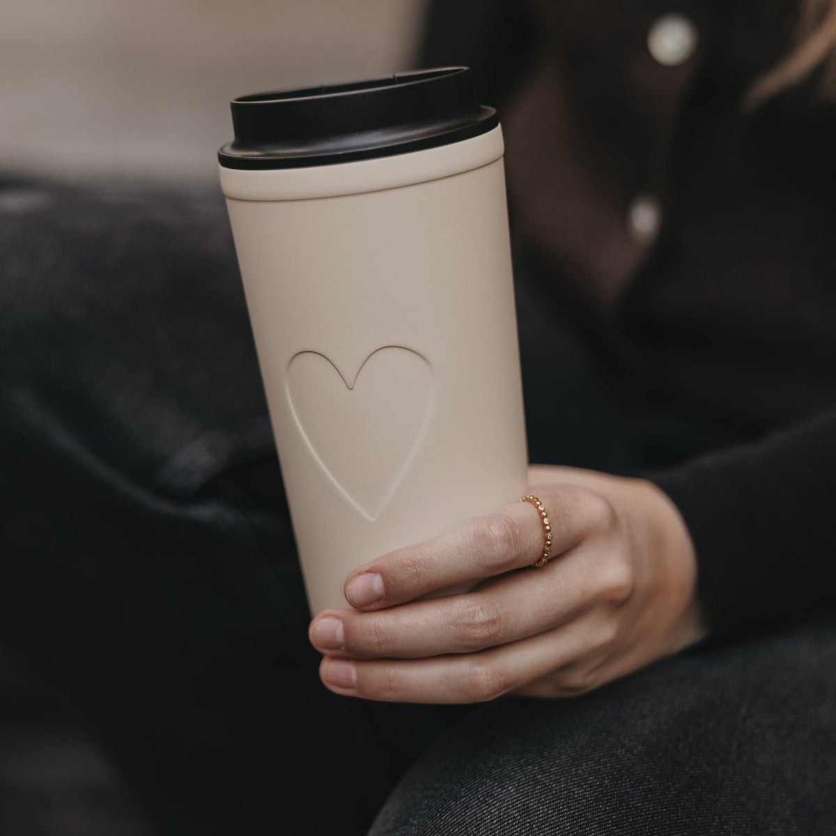 To go Becher "Herz" - 540 ml (Creme)