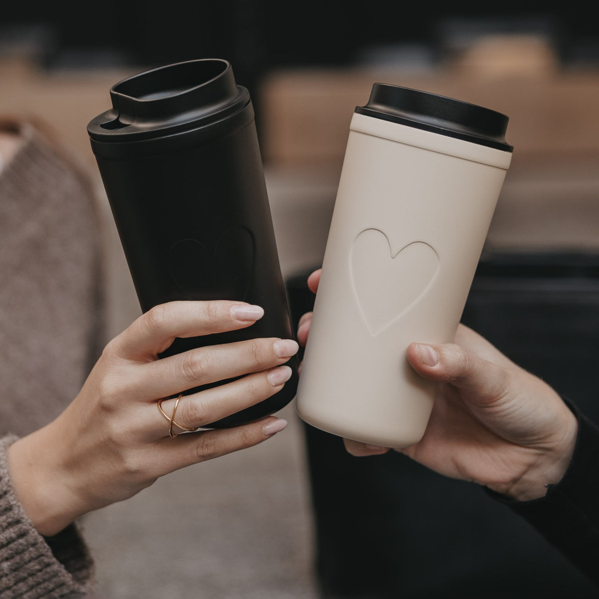 To go Becher "Herz" - 540 ml (Creme)