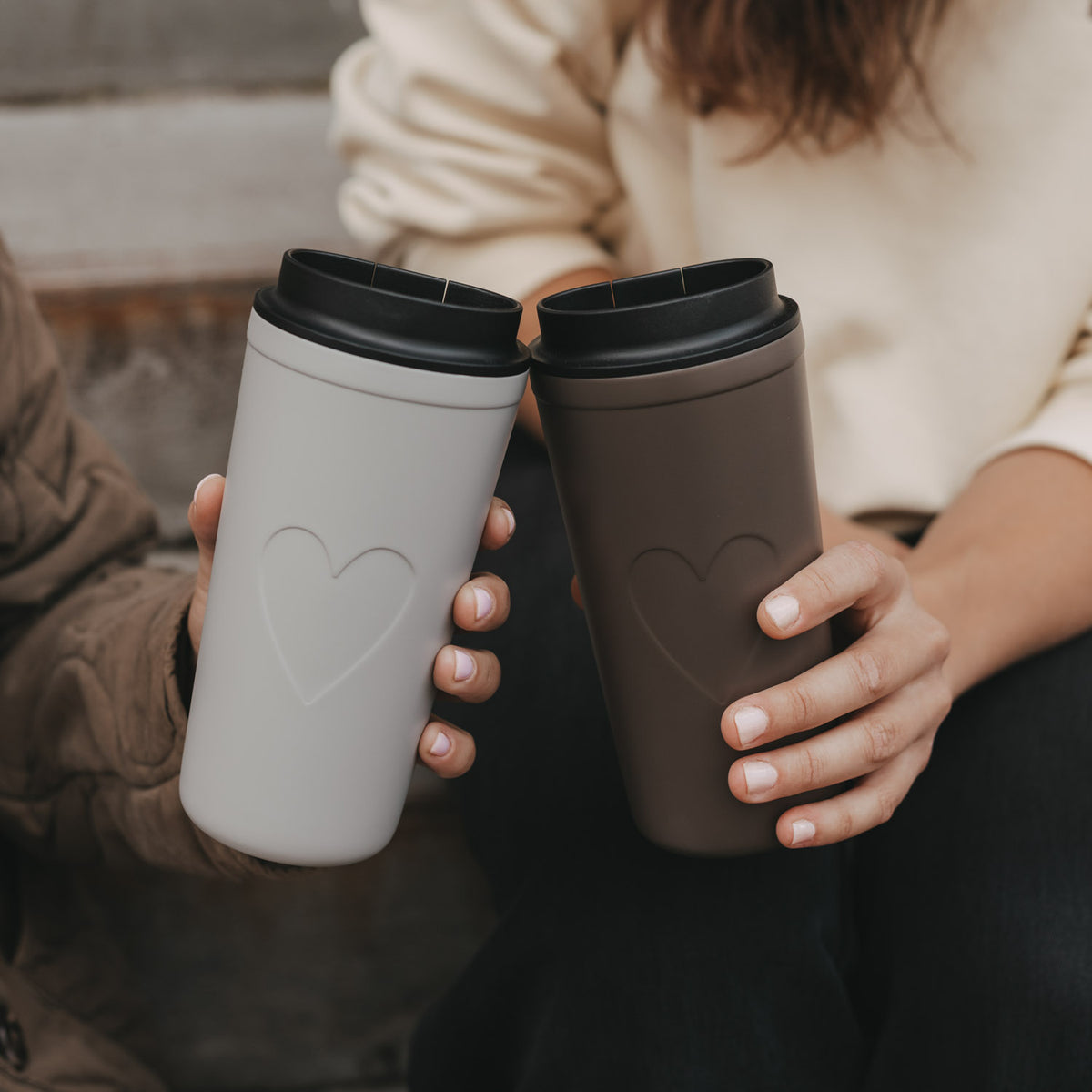 To go Becher "Herz" - 540 ml (Braun)