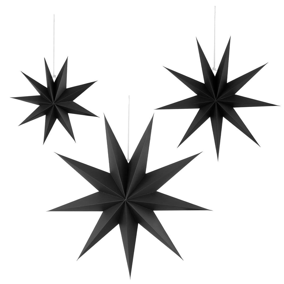 Papiersterne im 3er-Set (Schwarz)