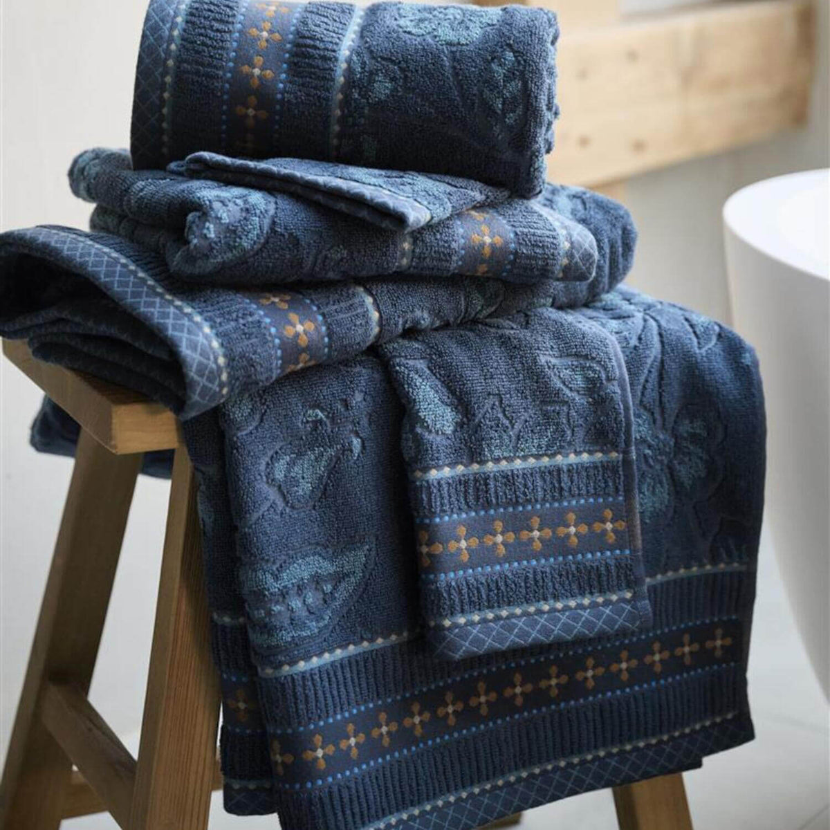 Gästehandtuch "Jasmin Jacquard" - 16x22 cm (Dark Blue)