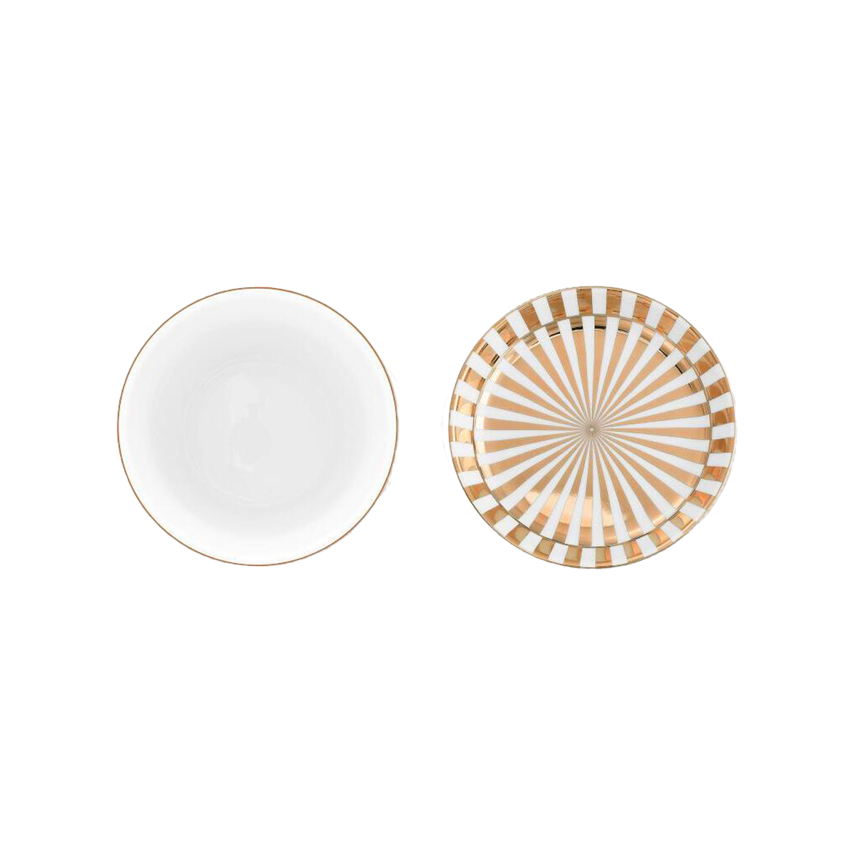 Set aus Becher mit Teebeutel-Ablageteller "Dot Delight" - 16x16 cm (Weiß/Gold)