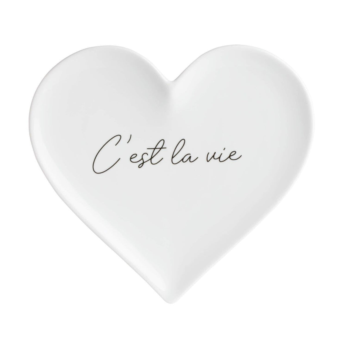 Herzteller "C'est la vie" - 15,5 cm (Weiß)