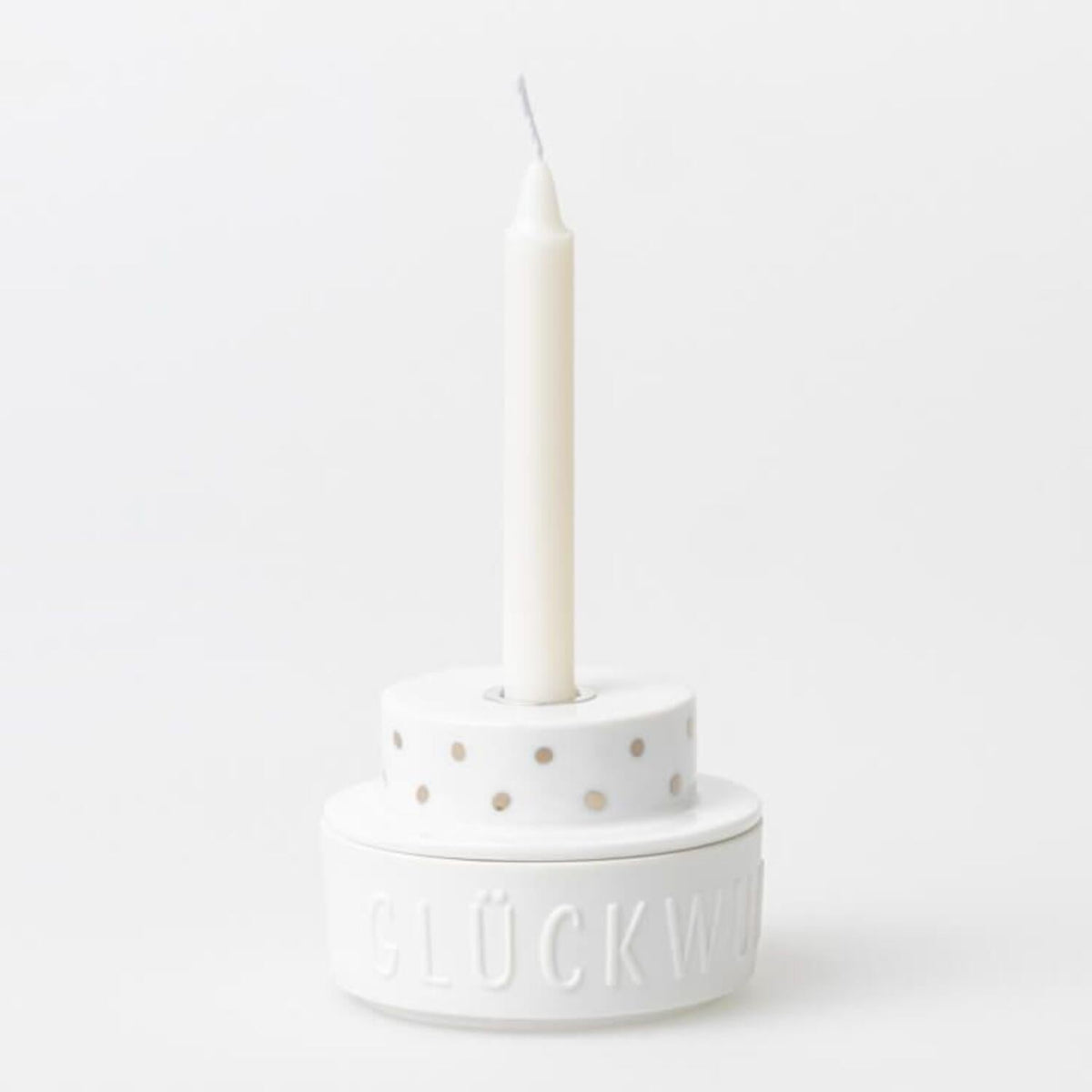 Lichttörtchen "Happy Birthday" - 7x5 cm (Weiß)