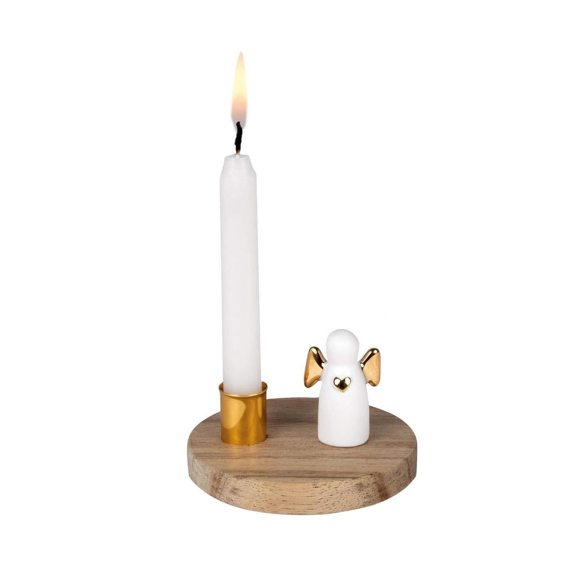 Kerzenhalter "Lichtgeschichten - Schutzengel" - 7x4,5 cm (Natur/Weiß)