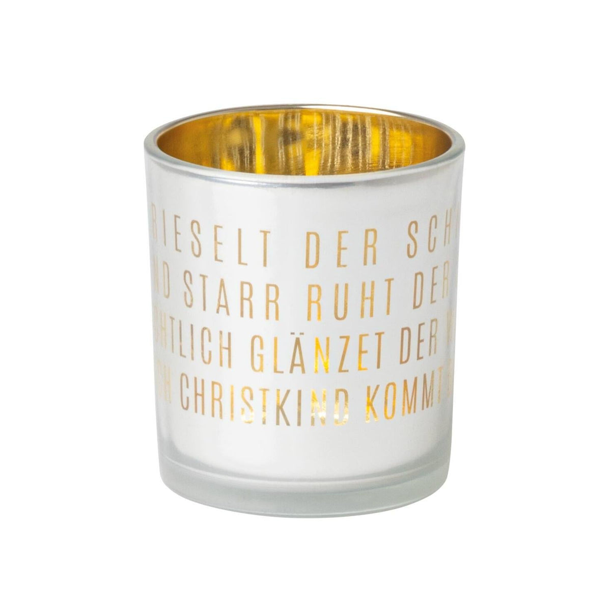 Winterzauber Glanzlicht "Leise rieselt" - 7x8 cm (Weiß/Gold)
