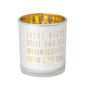 Winterzauber Glanzlicht "Leise rieselt" - 7x8 cm (Weiß/Gold)