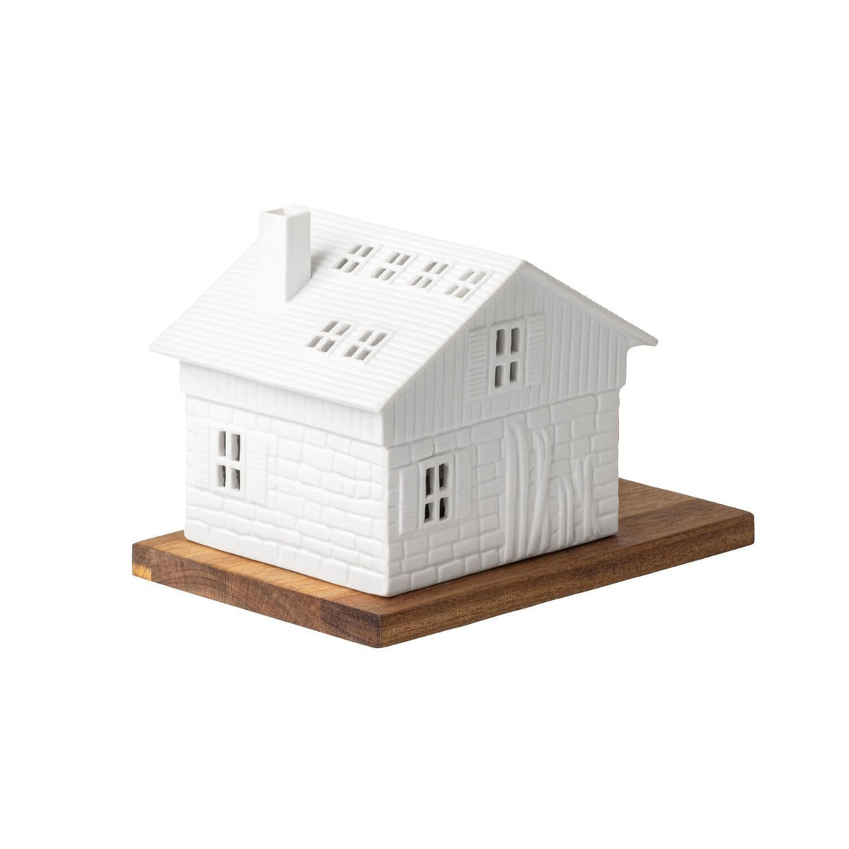 Lichthaus "Skihütte" - 18x12x13 cm (Weiß/Braun)
