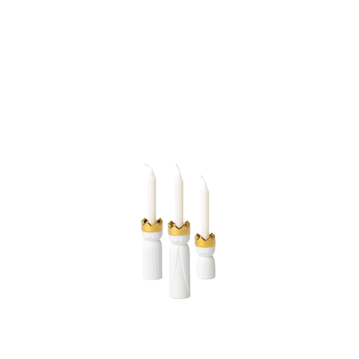 Kerzenständer "Mini Königslichter" im 3er Set (Weiß/Gold)