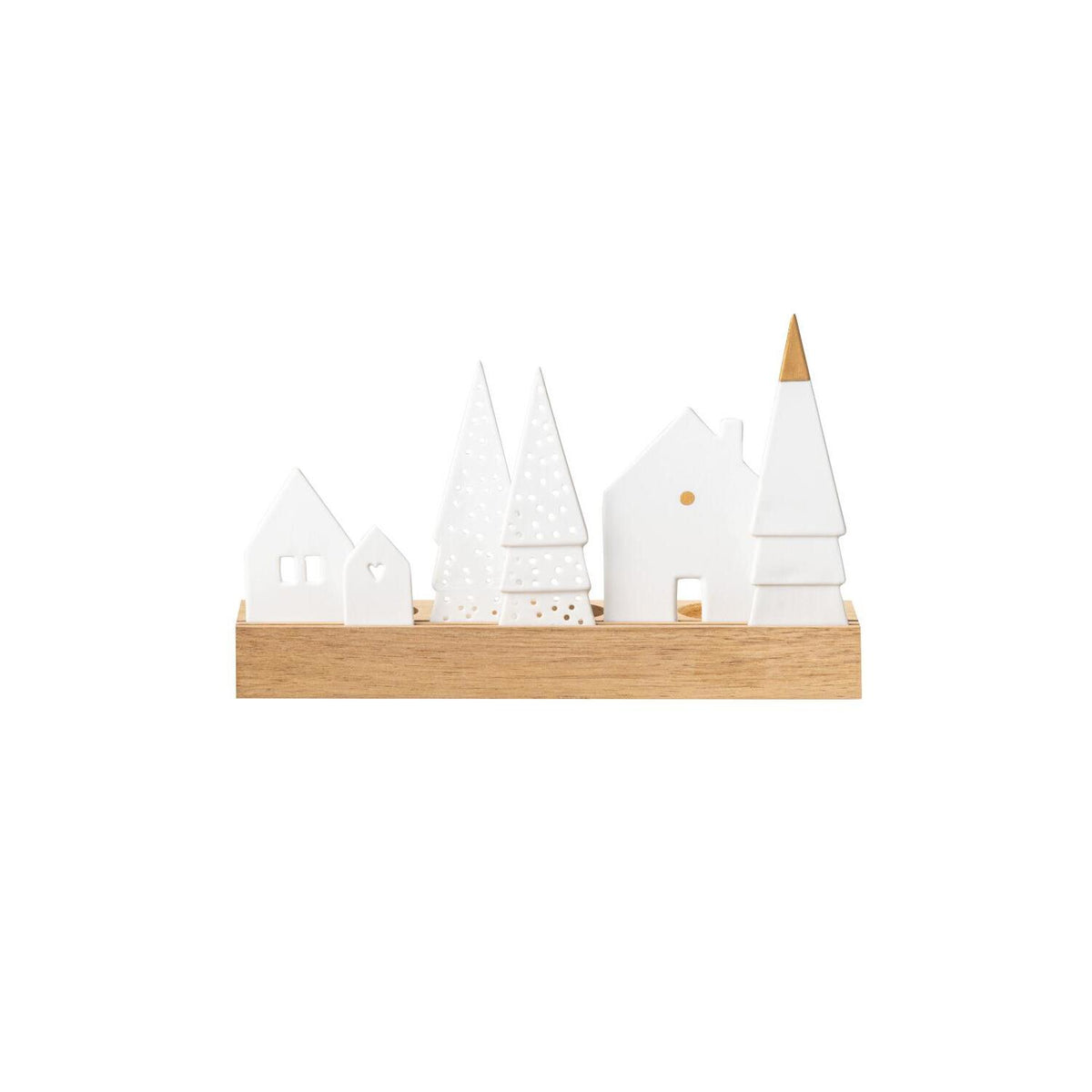 Lichtobjekt "Dorf" - 22x7x13,5 cm (Weiß)