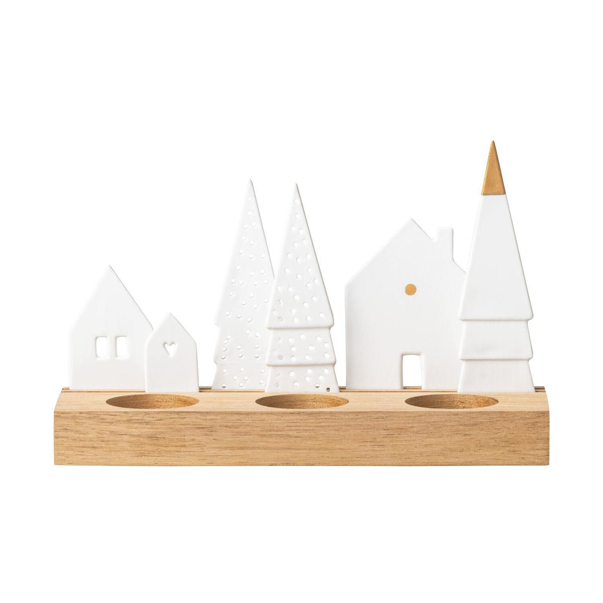 Lichtobjekt "Dorf" - 22x7x13,5 cm (Weiß)