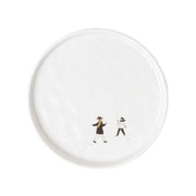 Teller "Schneetag - Schneeballschlacht" - 15 cm (Weiß/Gold)